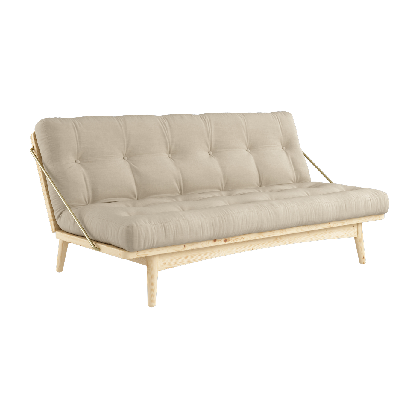 Folk Divano letto in legno di pino chiaro e cotone beige 196x105x90cm - Karup Design