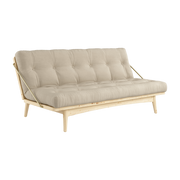 Folk Sofá-cama de pino claro y algodón beige 196x105x90cm-. Karup Design