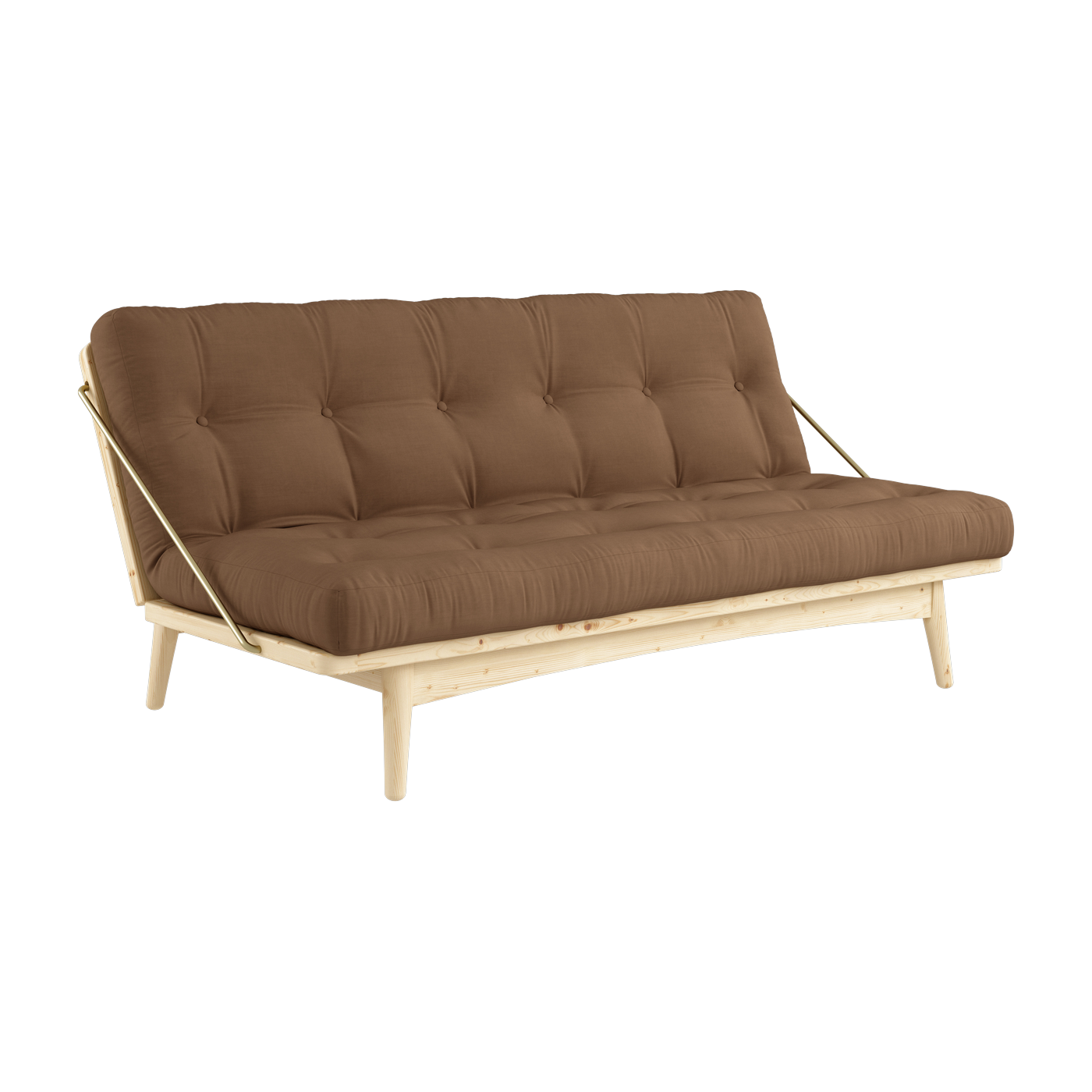 Folk Divano letto in legno di pino chiaro e cotone mocca 196x105x90cm - Karup Design