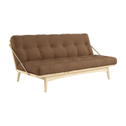 Sofa-bed in light pine and mocca cotton 196x105x90cm Folk - Karup Design