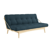 Folk Sofá-cama de pino claro y algodón azul petróleo 196x105x90cm - Karup Design