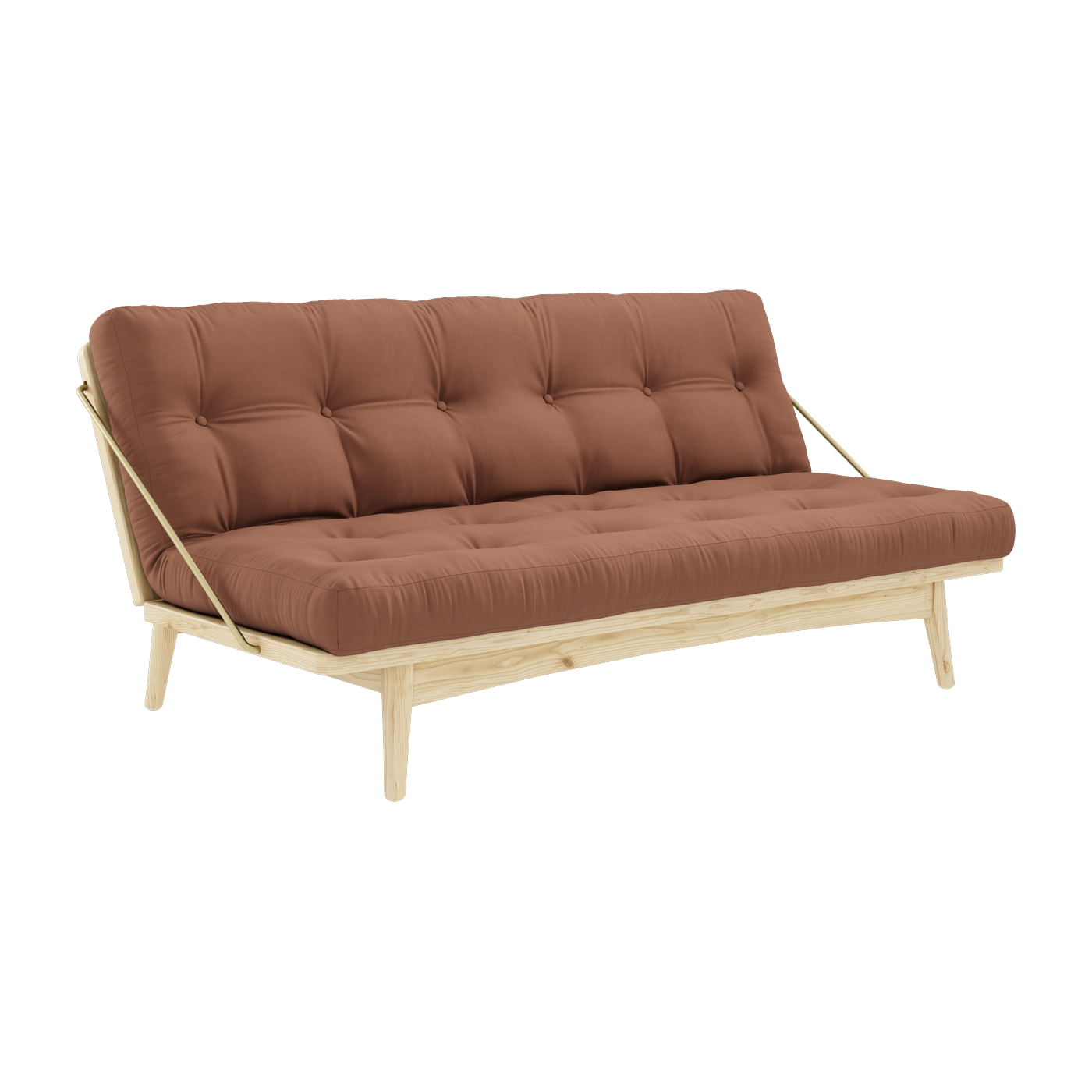 Folk Divano-letto in pino chiaro e cotone argilla marrone 196x105x90cm - Karup Design