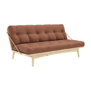 Folk Sofá-cama de pino claro y algodón marrón arcilla 196x105x90cm - Karup Design
