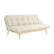 Folk Sofá-cama de pino claro y algodón y lino 196x105x90cm - Karup Design