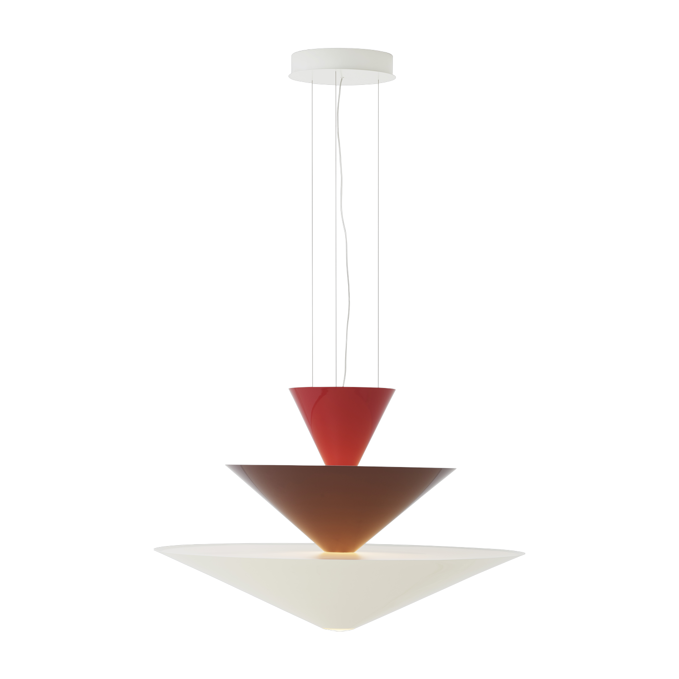 Lampadario in alluminio e acciaio rosso bordeaux bianco 92cm Gio LN15 - &tradition