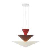 Lampadario in alluminio e acciaio rosso bordeaux bianco 92cm Gio LN15 - &tradition