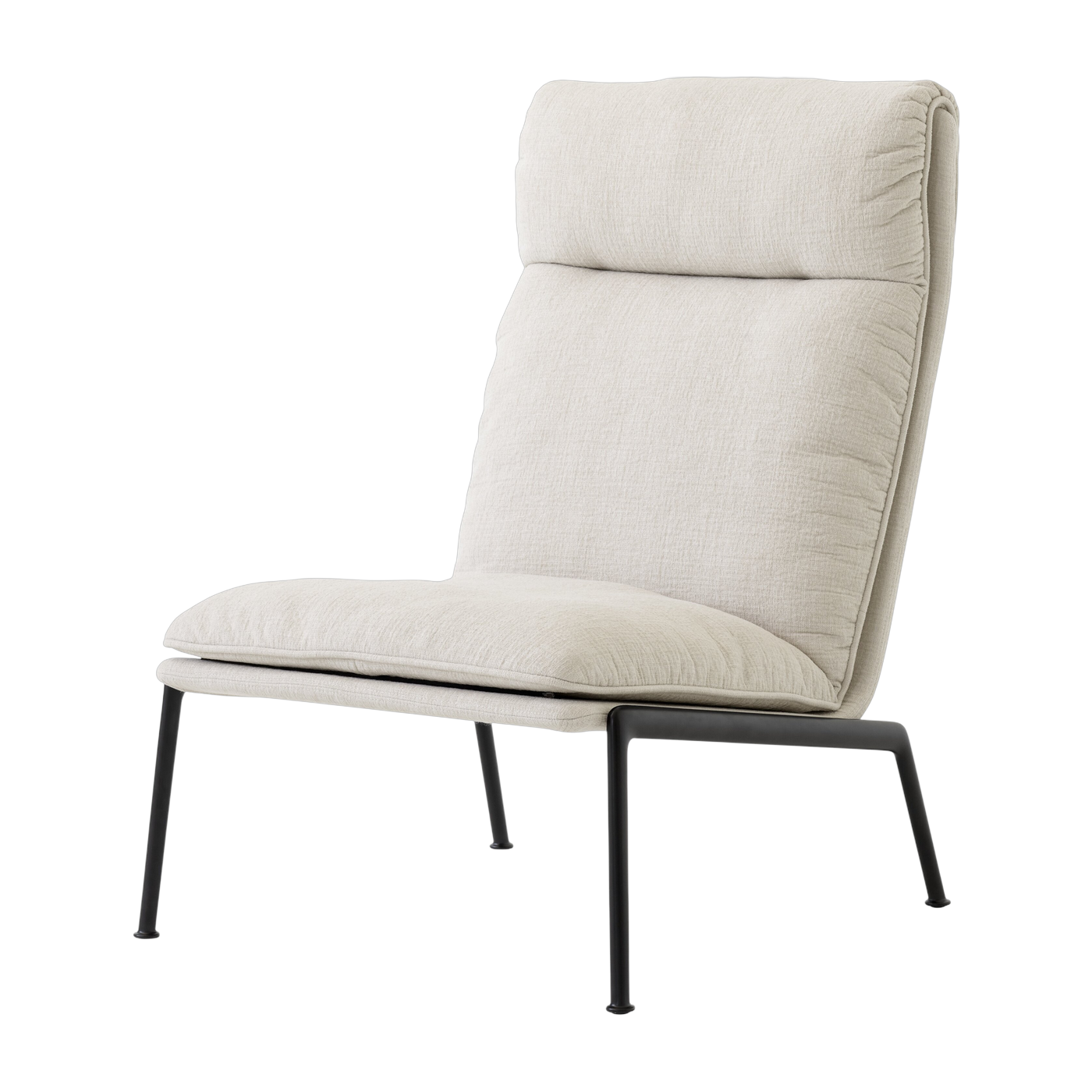 Poltrona con schienale alto in tessuto beige e alluminio nero Muno LN16 - &tradition
