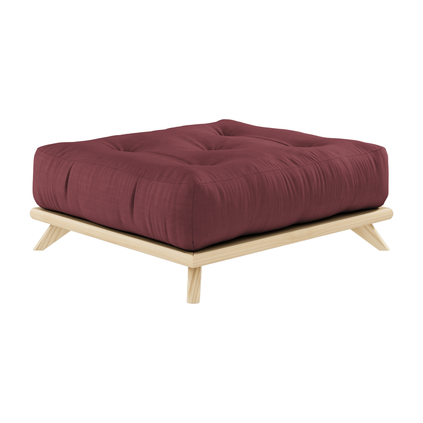 Pouf en pin et tissu bordeaux 100x90x40cm Senza - Karup Design