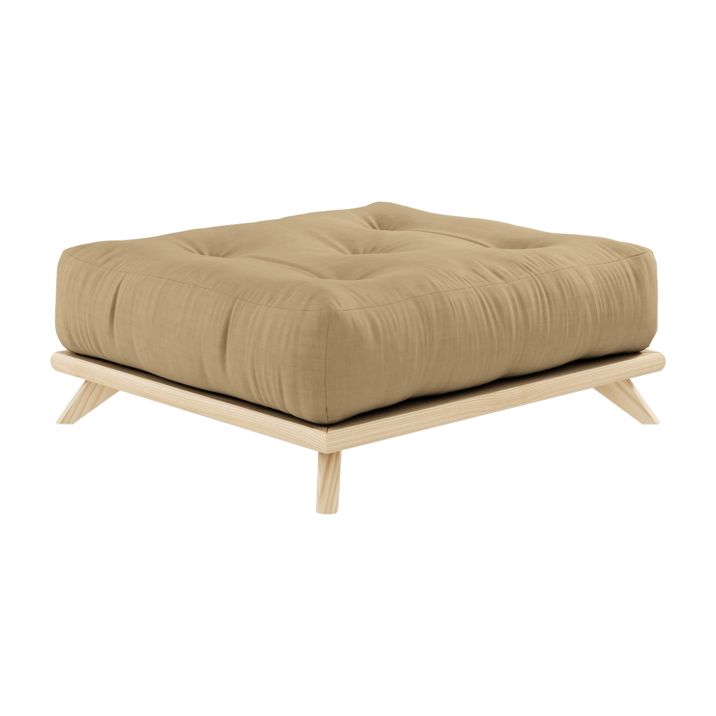 Pouf en pin et tissu beige blé 100x90x40cm Senza - Karup Design