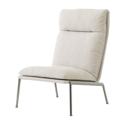 Poltrona Muno LN16 con schienale alto in tessuto beige e alluminio cromato - &tradition