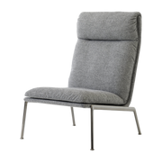 Sillón de respaldo alto Muno LN16 de tela gris y aluminio cromado - &tradition