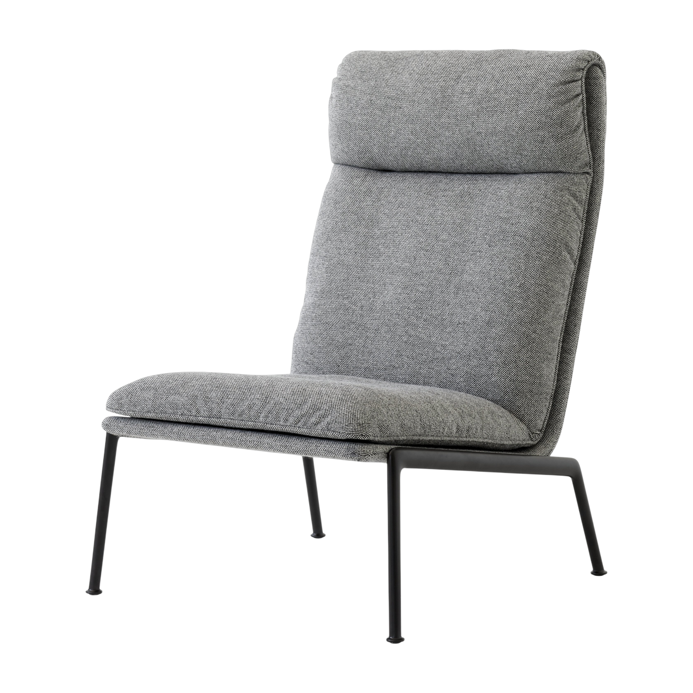 Poltrona con schienale alto Muno LN16 in tessuto grigio e alluminio nero - &tradition