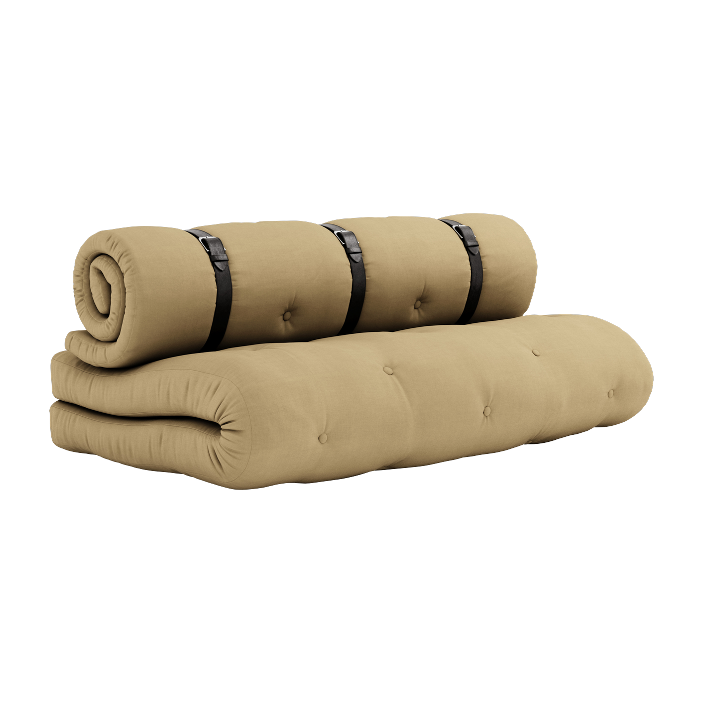 Futon convertible sofa in wheat beige cotton 140x95x60cm Buckle-up - Karup Design