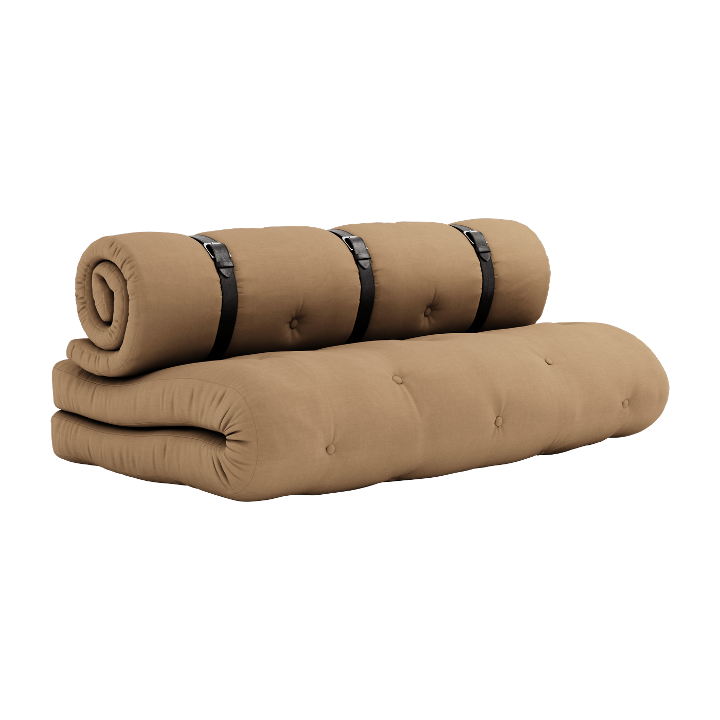 Futon sofa bed in cotton mocca 140x95x60cm Buckle-up - Karup Design