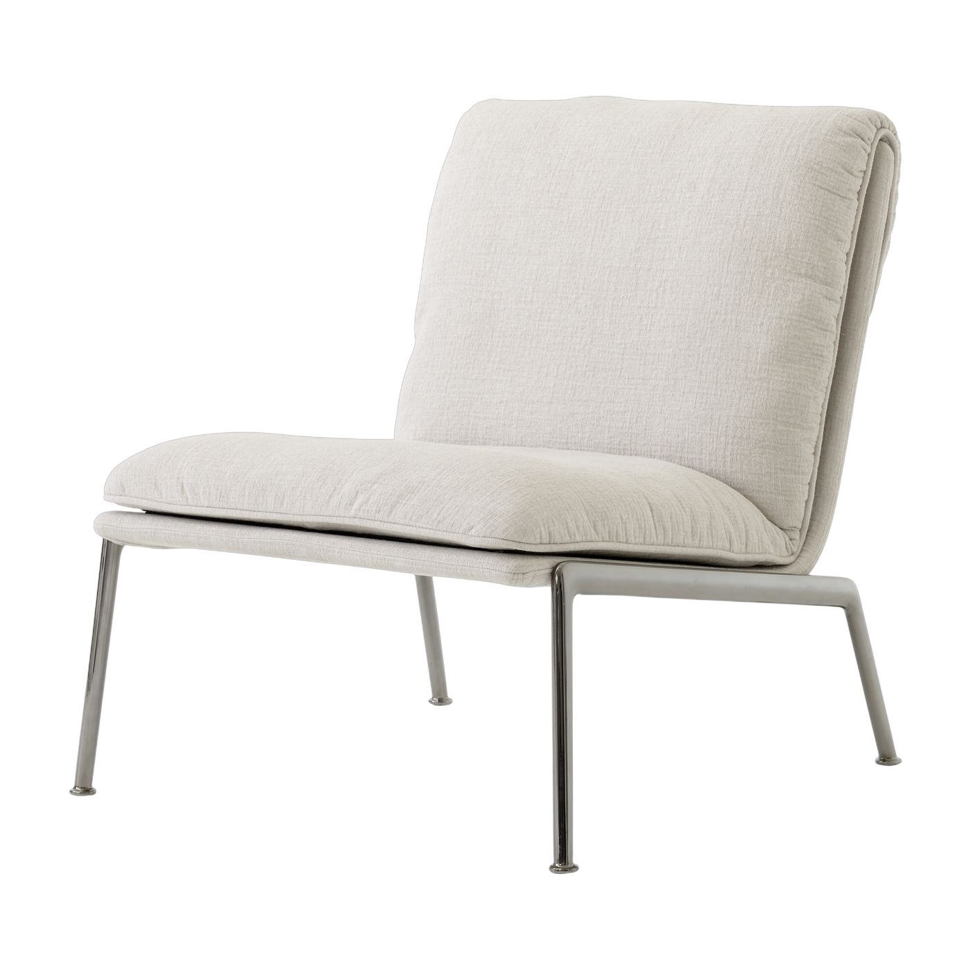 Poltrona Muno LN18 in tessuto beige e alluminio cromato - &tradition