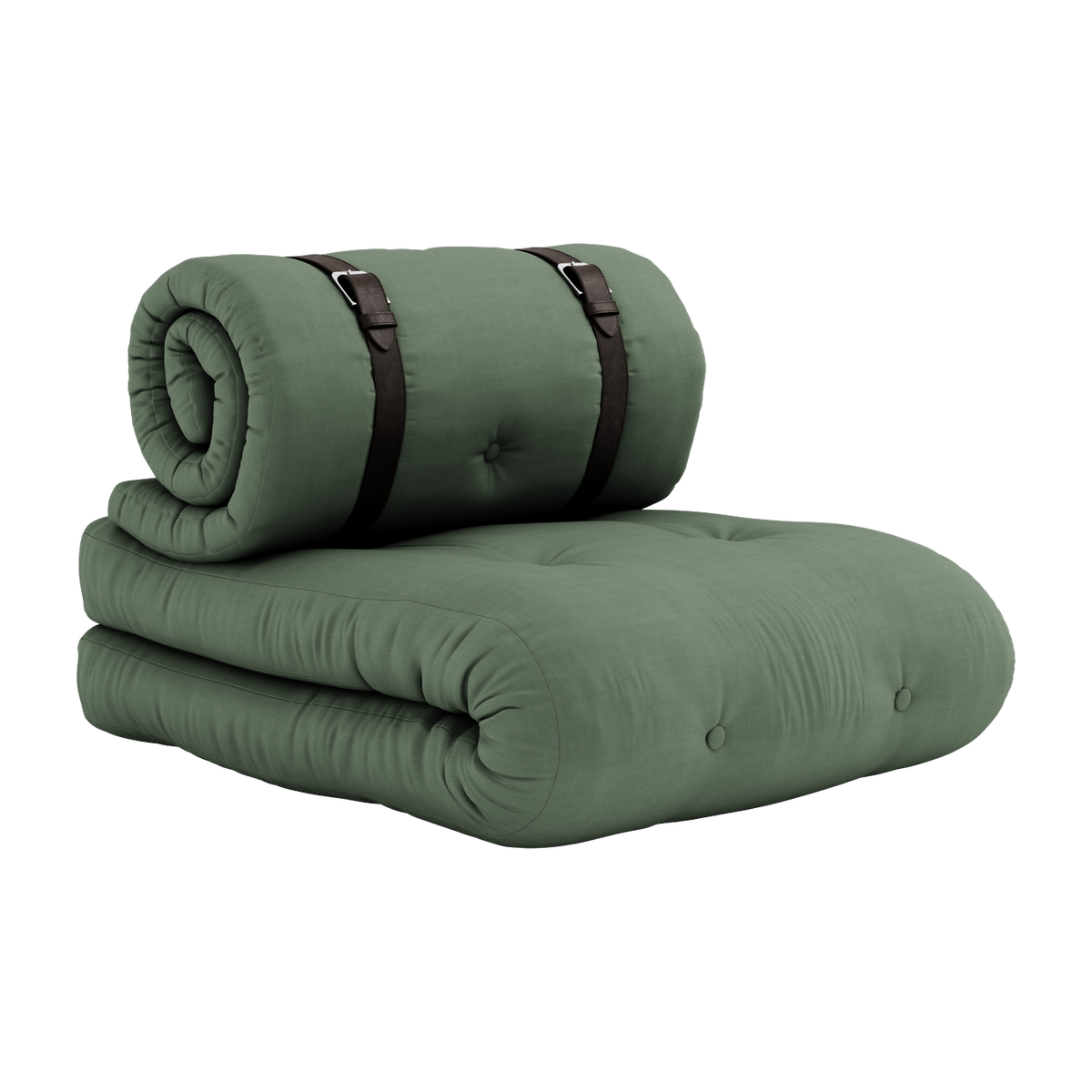 Sessel, der in ein Tagesbett umgewandelt werden kann, aus olivgrüner Baumwolle 95x70x60cm Buckle-up -. Karup Design