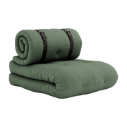 Sillón convertible en cama de día en algodón verde oliva 95x70x60cm Buckle-up - Karup Design