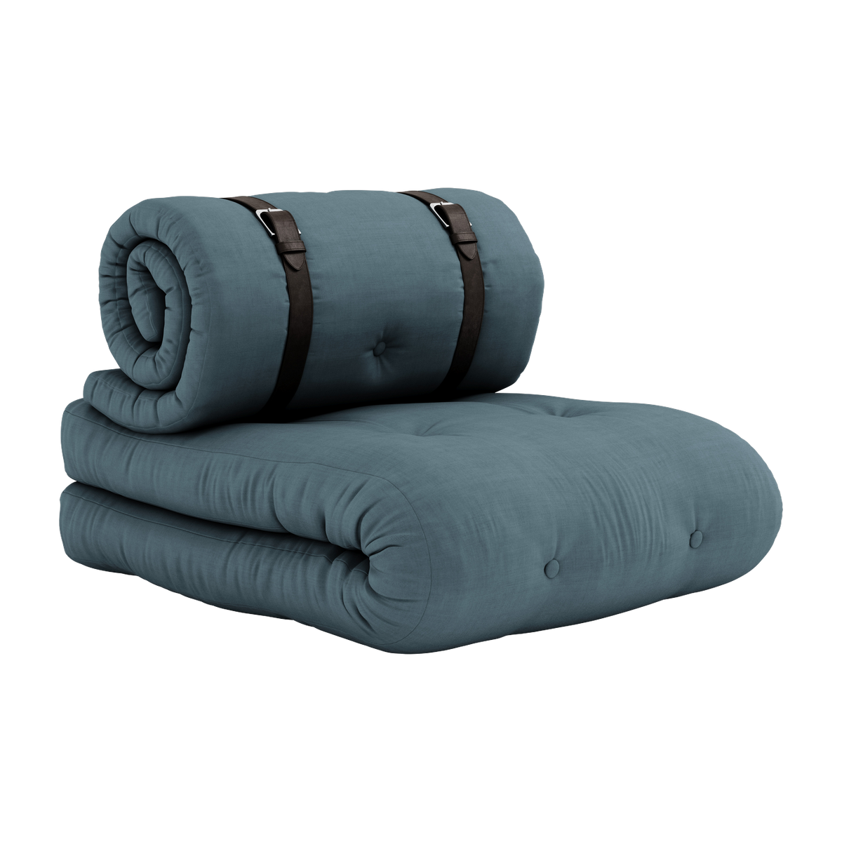 Sessel, der in ein Tagesbett umgewandelt werden kann, aus petrolblauer Baumwolle 95x70x60cm Buckle-up -. Karup Design