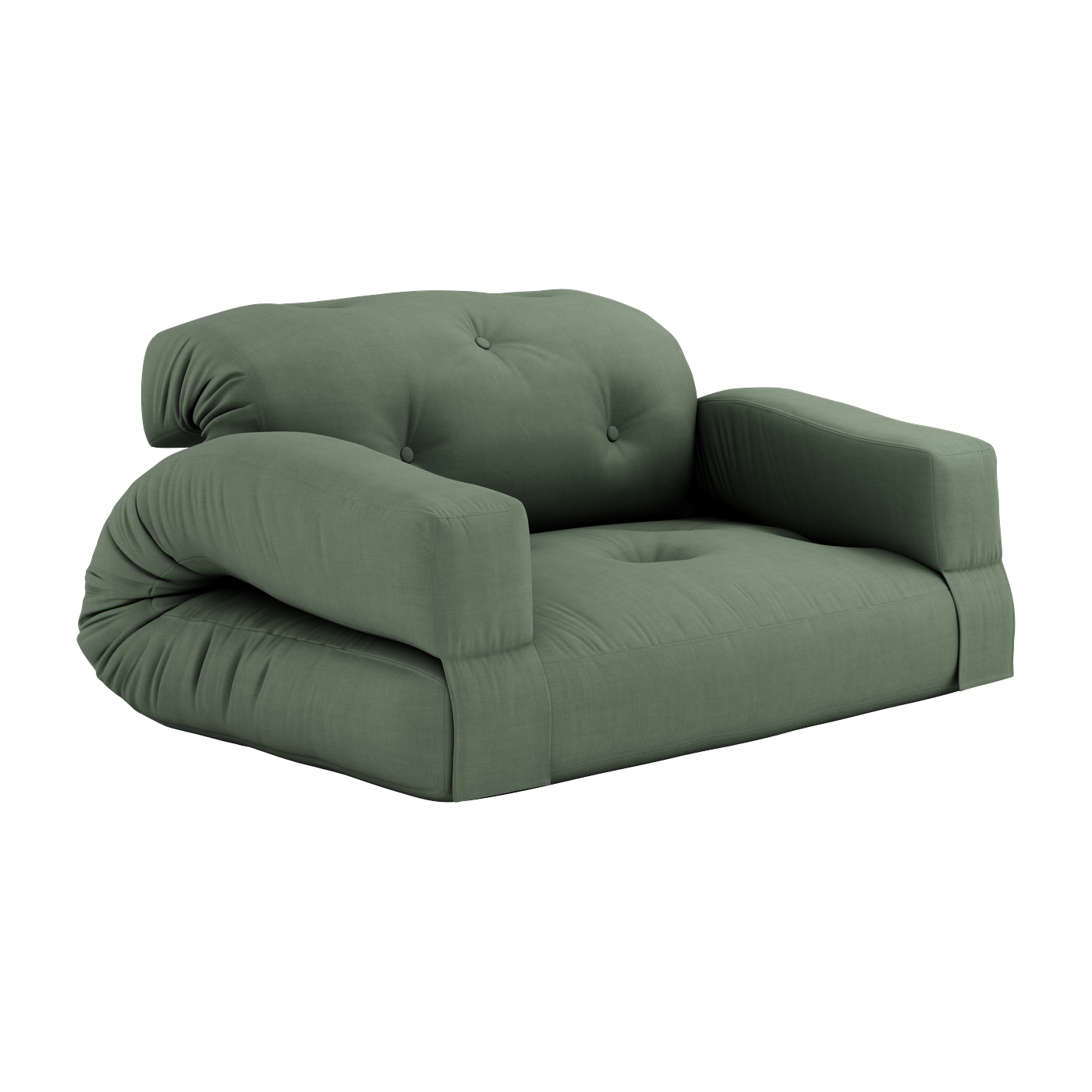 Canapé convertible en coton vert olive 140x122x70cm Hippo - Karup Design