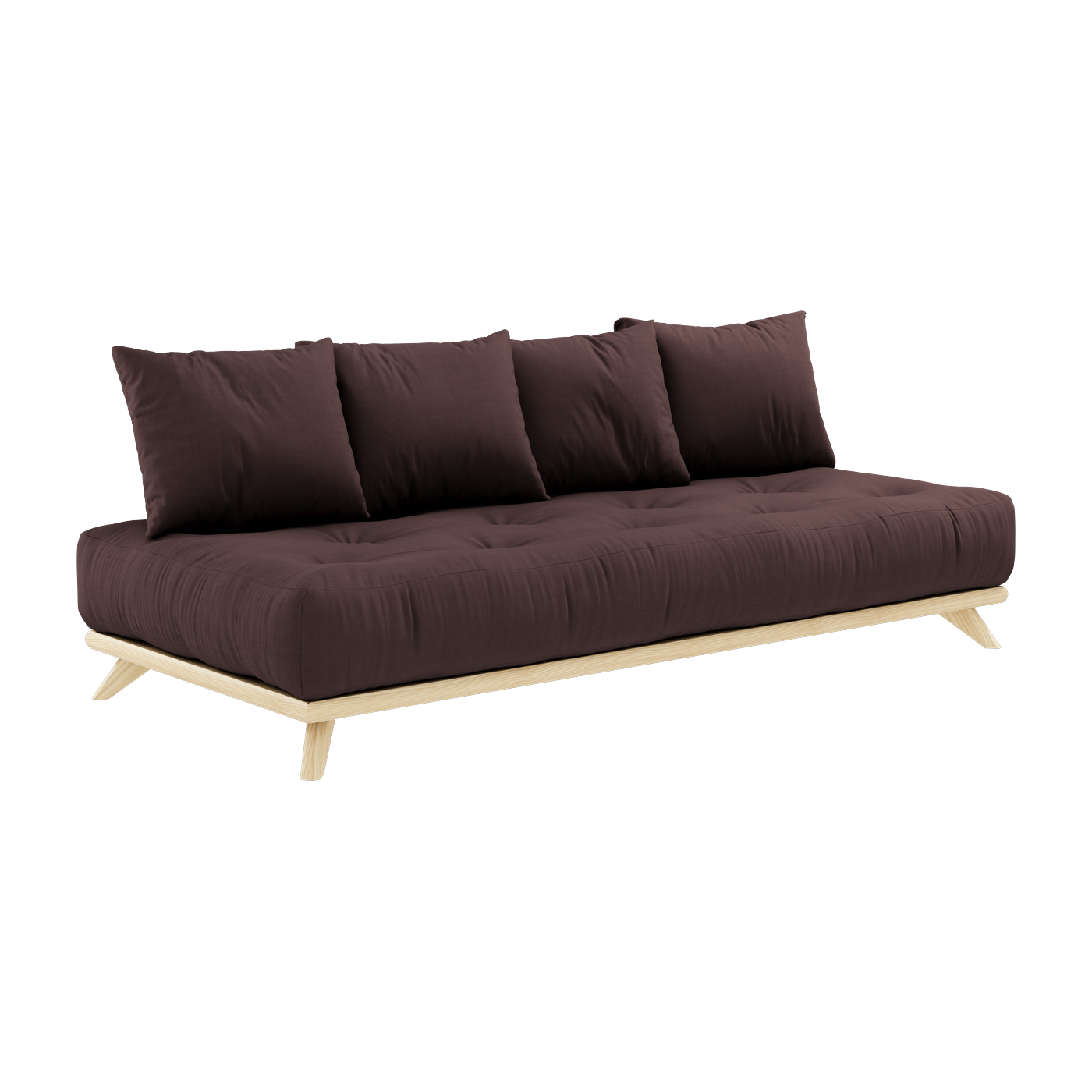 Canapé 2 places en pin et matelas marron 200x90cm Senza - Karup Design
