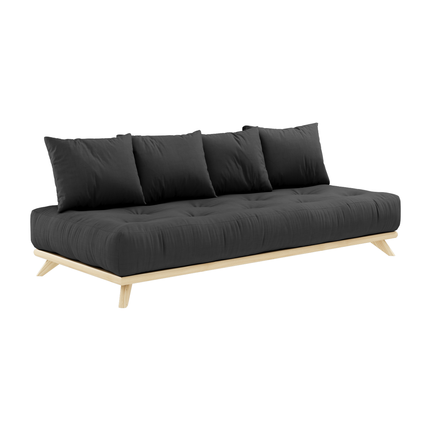 Canapé 2 places en pin et matelas gris foncé 200x90cm Senza - Karup Design