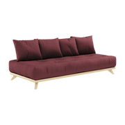Senza Sofá de 2 plazas de pino con colchón de algodón burdeos 200x90cm-. Karup Design