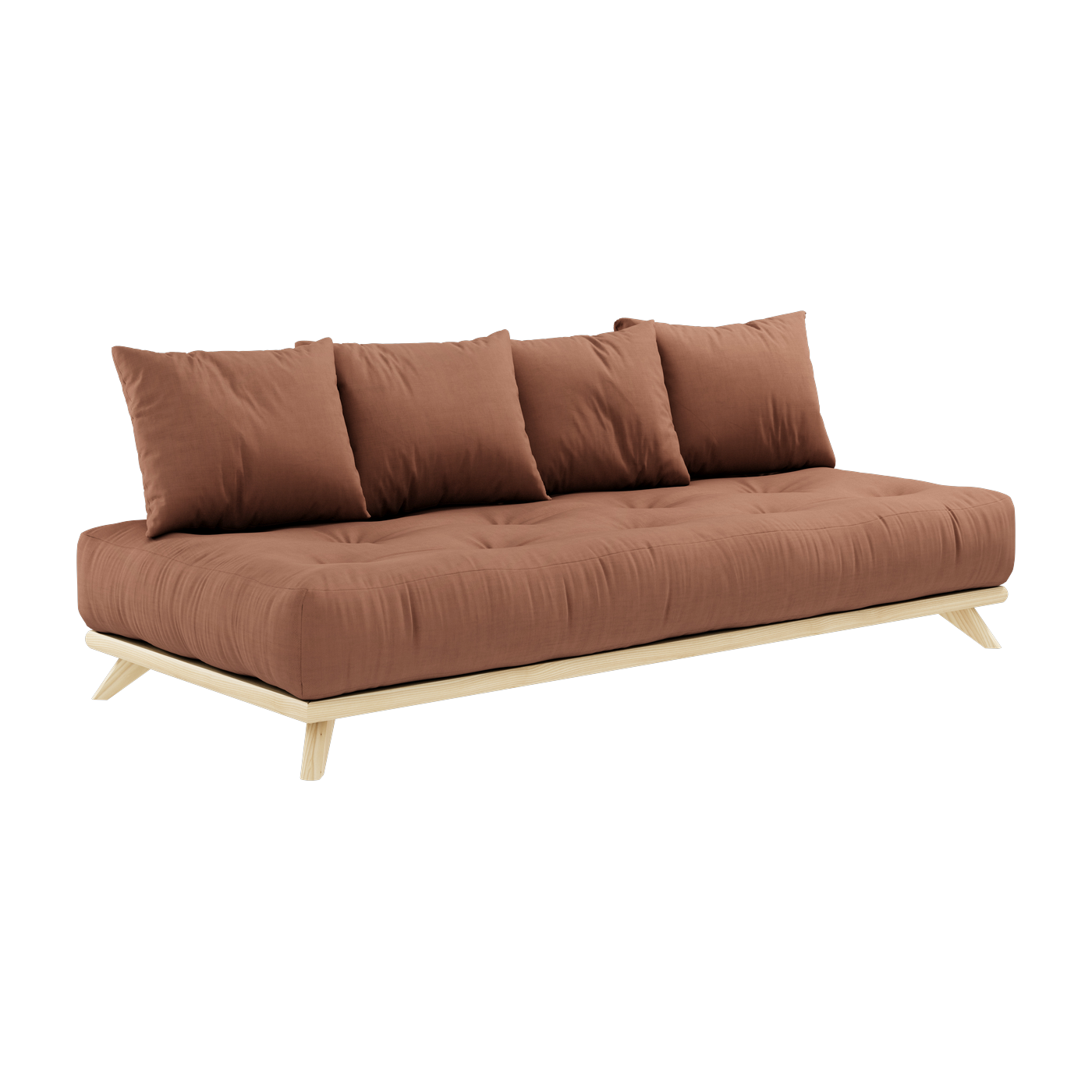 Canapé 2 places en pin et matelas coton argile brune 200x90cm Senza - Karup Design