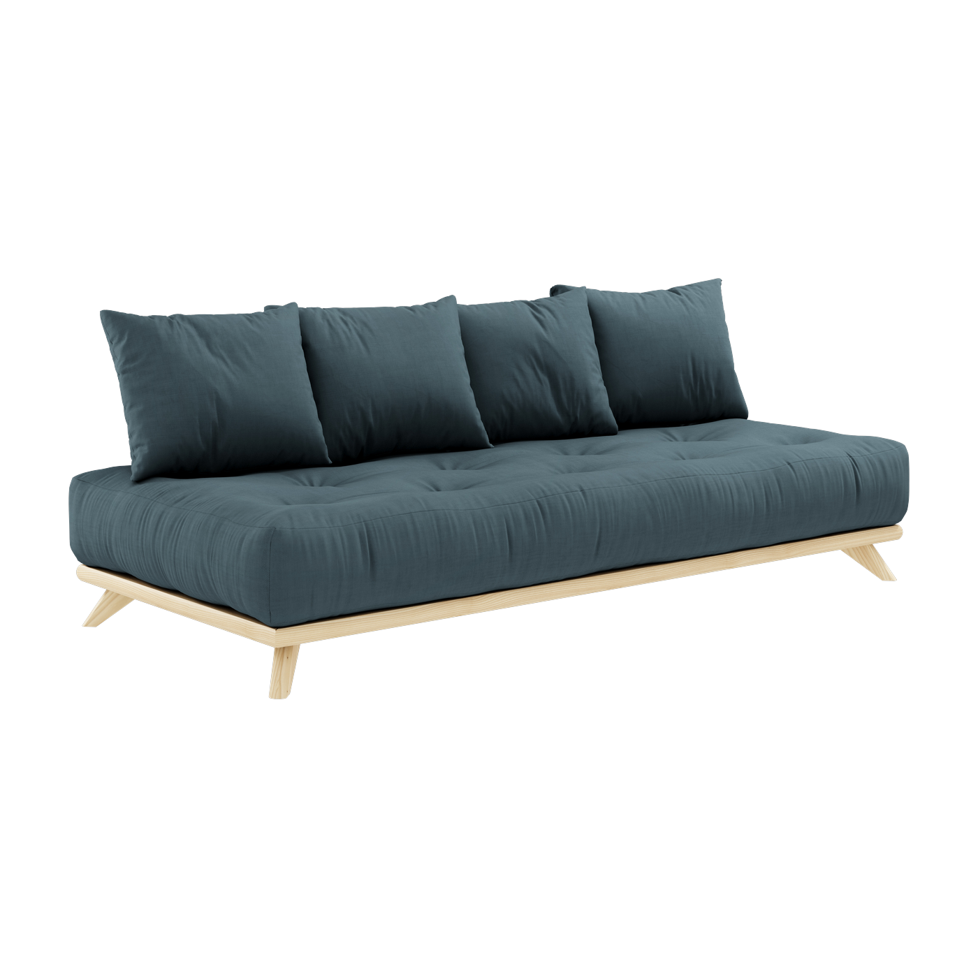 Canapé 2 places en pin et matelas bleu pétrole 200x90cm Senza - Karup Design