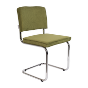 Chaise en tissu côtelé vert et acier chromé Ridge Rib - Zuiver