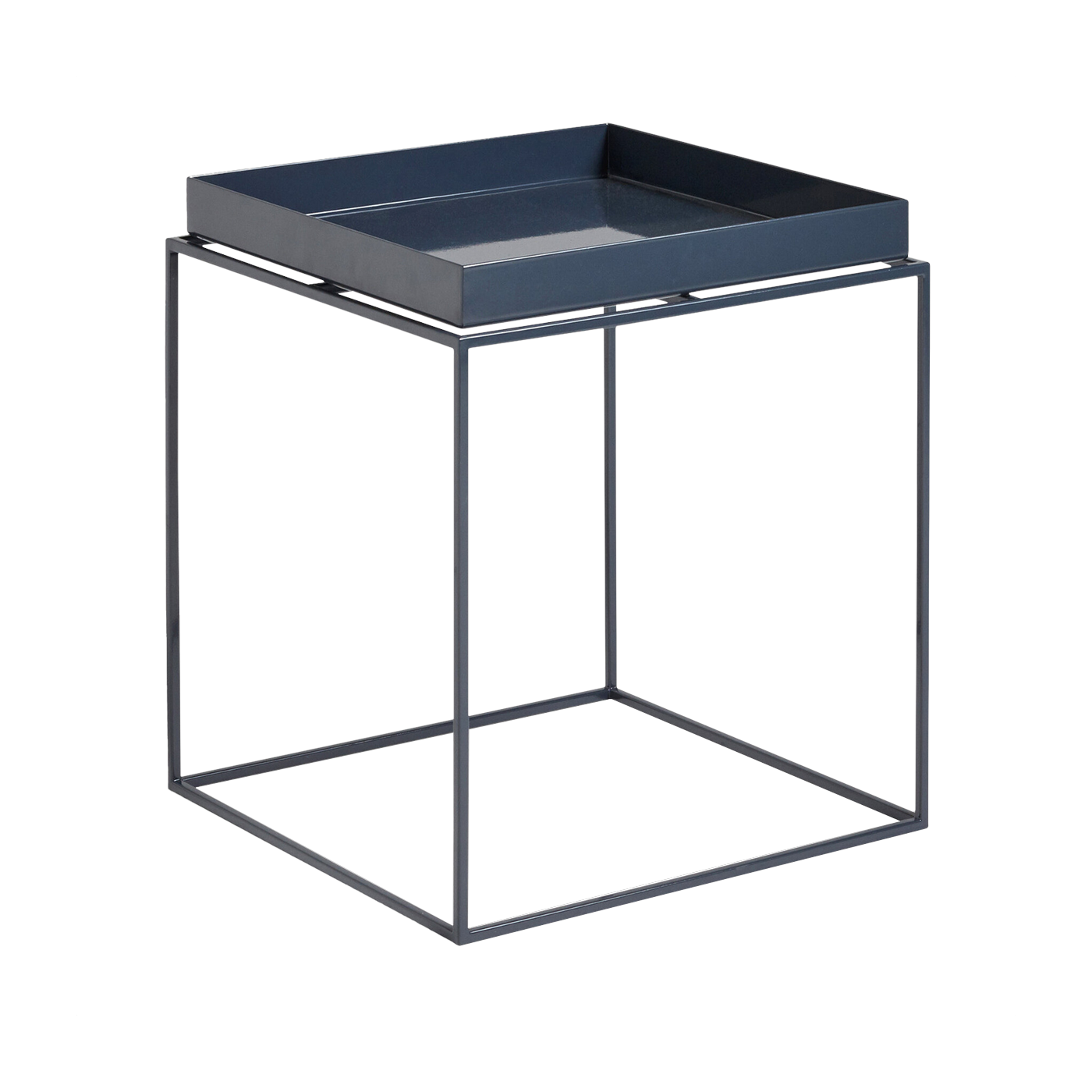 Table basse carrée en métal bleu profond 40 x 40 x 44 cm Tray - HAY