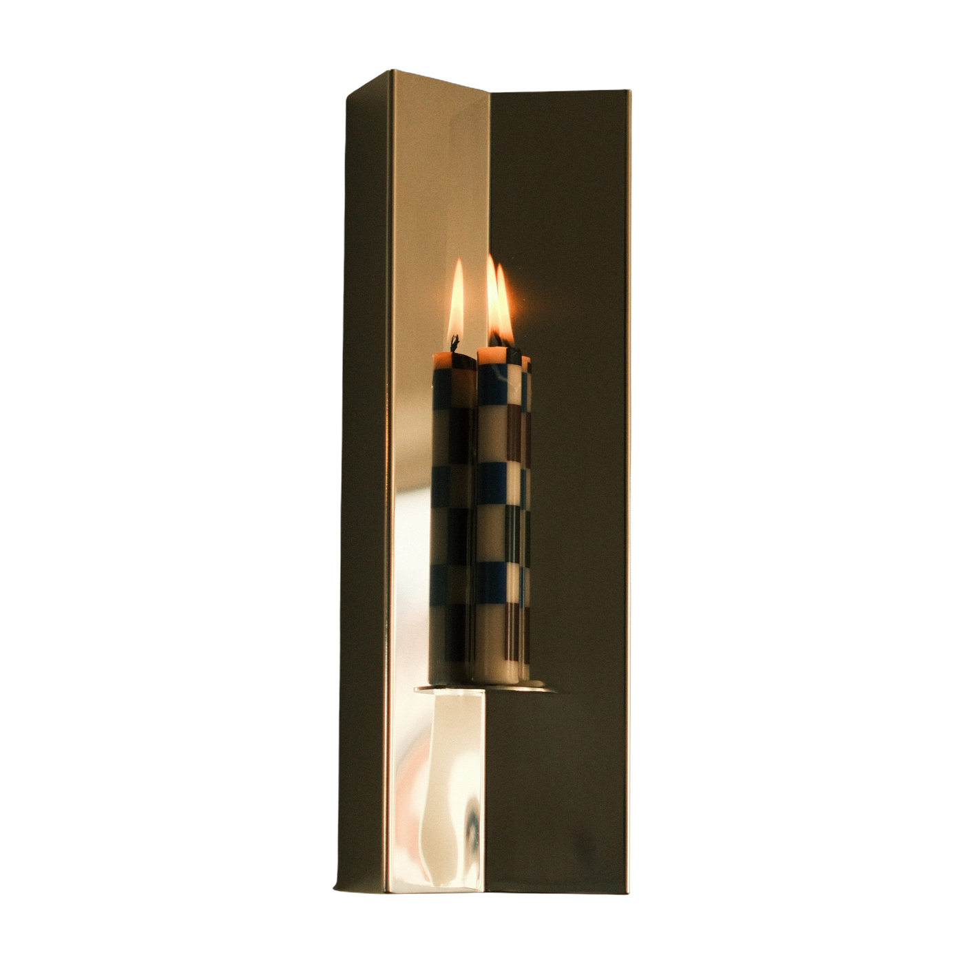 حامل شموع جداري بفولاذ مصقول بتأثير مرآة 40x13x7,2cm Arrow Candle - Violaine d'Harcourt