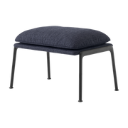 Repose-pieds en tissu bleu et acier noir Muno LN20 - &tradition