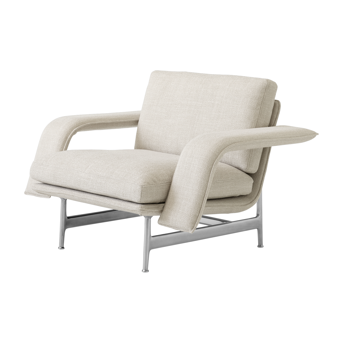 Poltrona Meantime AV29 in tessuto beige e acciaio cromato - &tradition