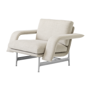 Sillón de tela beige y acero cromado Meantime AV29 - &tradition