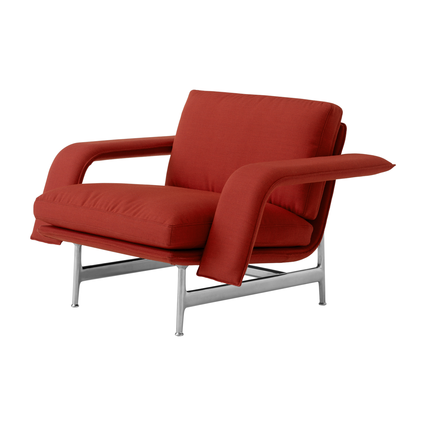 Poltrona Meantime AV29 in tessuto rosso e acciaio cromato - &tradition