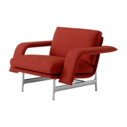 Fauteuil en tissu rouge et acier chromé Meantime AV29 - &tradition