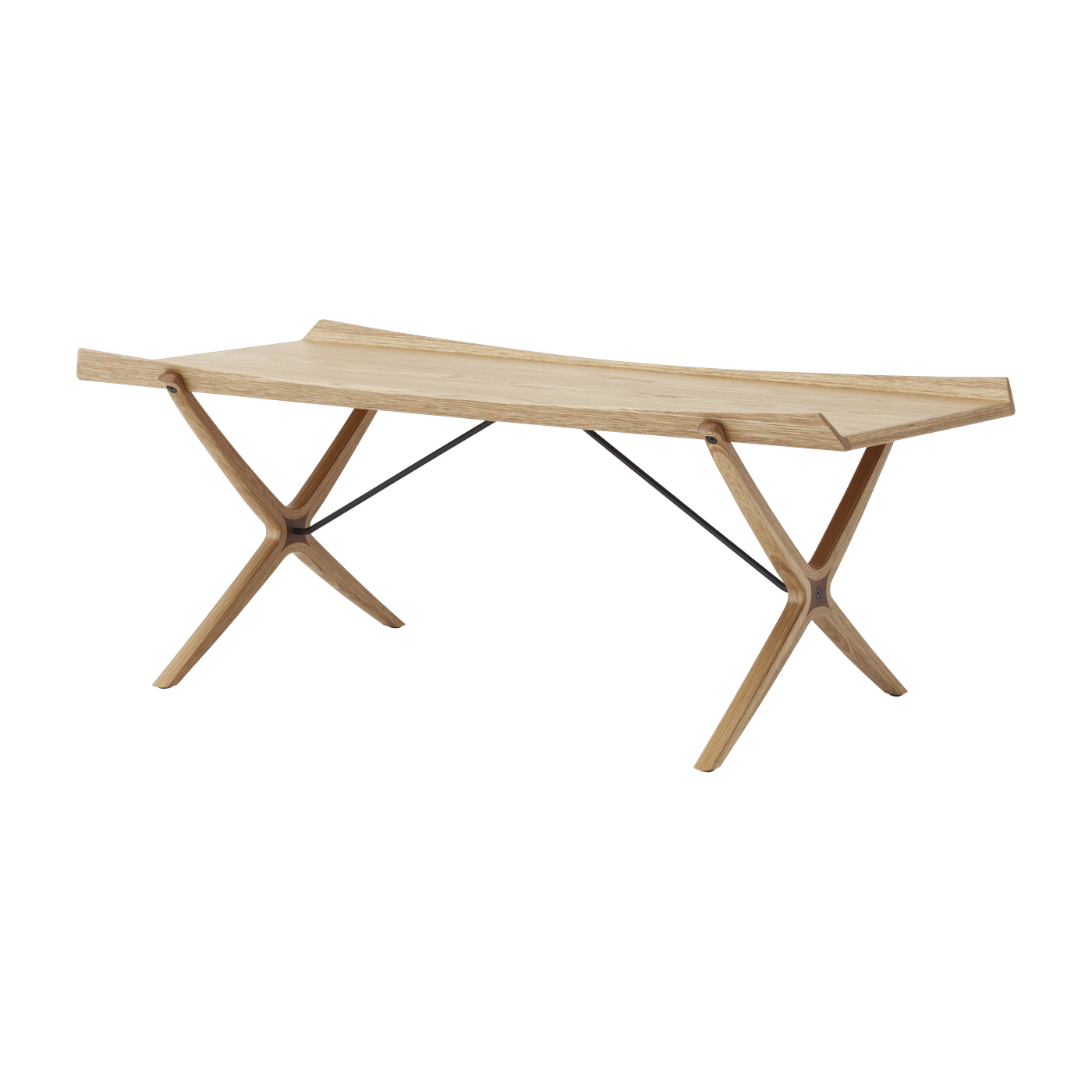 Tavolino rettangolare in rovere e noce massiccio 120x61x47cm X HM13 - &tradition