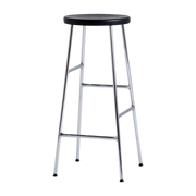Tabouret en acier chromé et assise en chêne massif noir 33x75cm - HAY