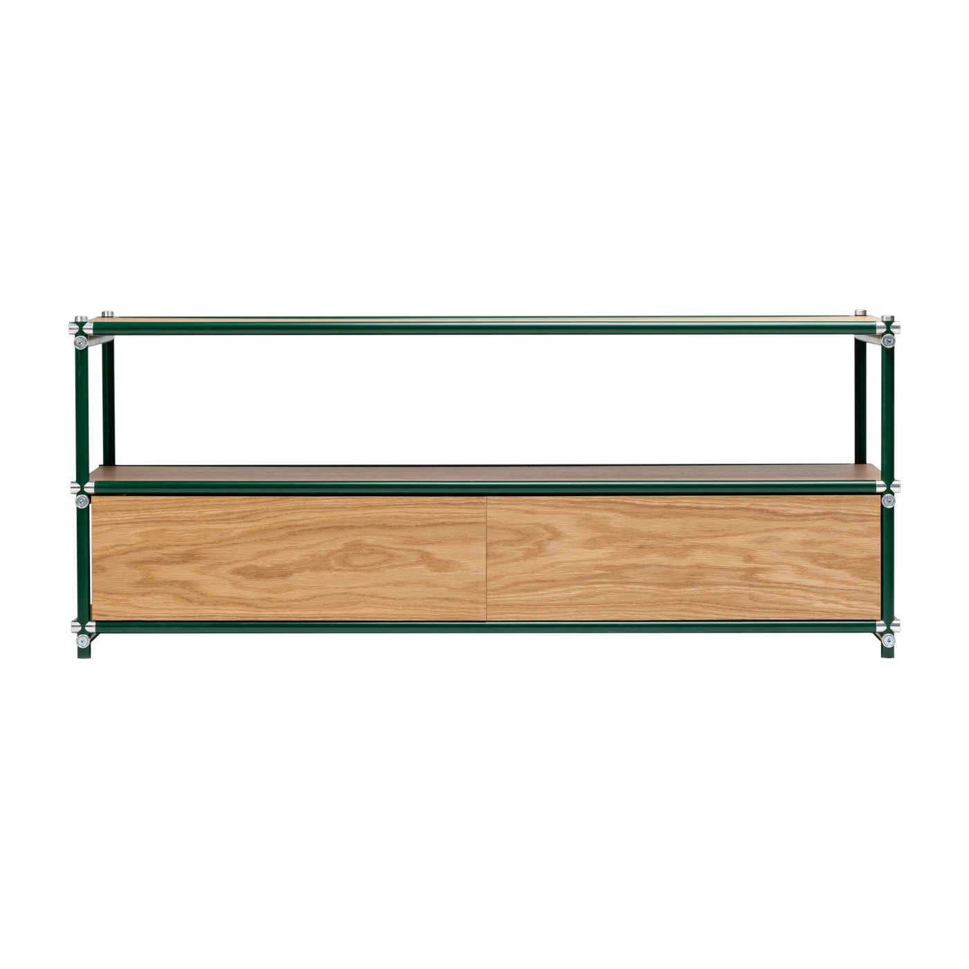Mueble TV madera y acero verde 130x50x53cm - Custom Form