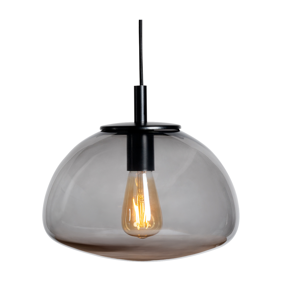 Lámpara colgante de cristal ahumado y acero negro 20cm S - Custom Form