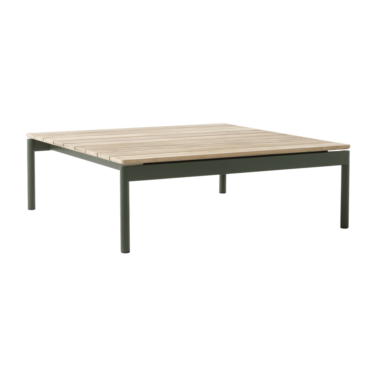 Tavolino da giardino quadrato in legno di teak e acciaio verde bronzo 90x90x30cm Ville AV50 - &tradition