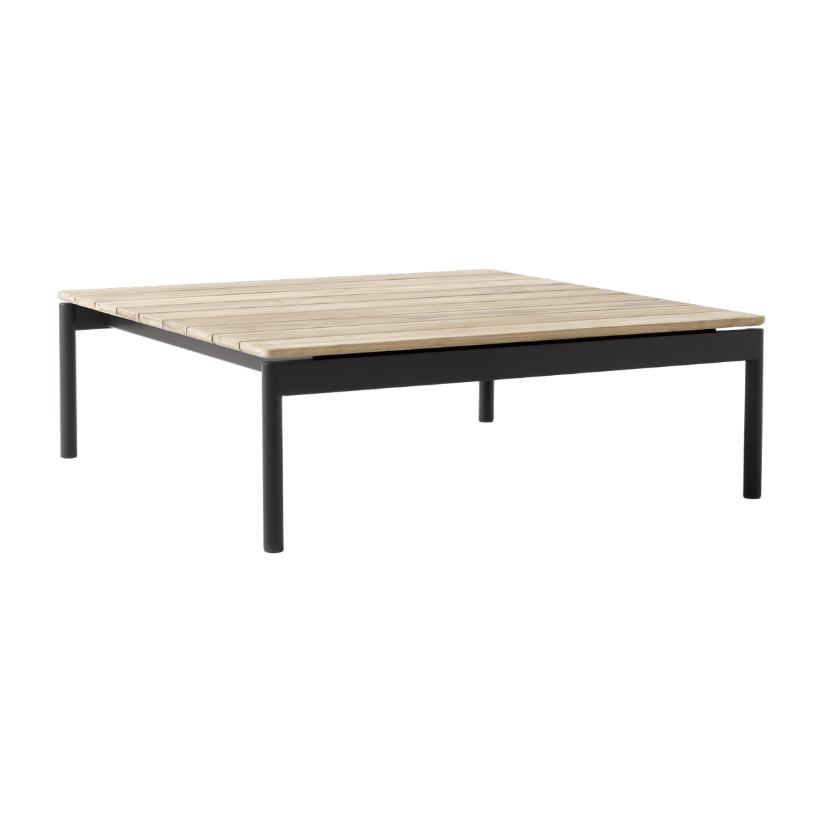 Tavolino da giardino quadrato in legno di teak e acciaio nero 90x90x30cm Ville AV50 - &tradition