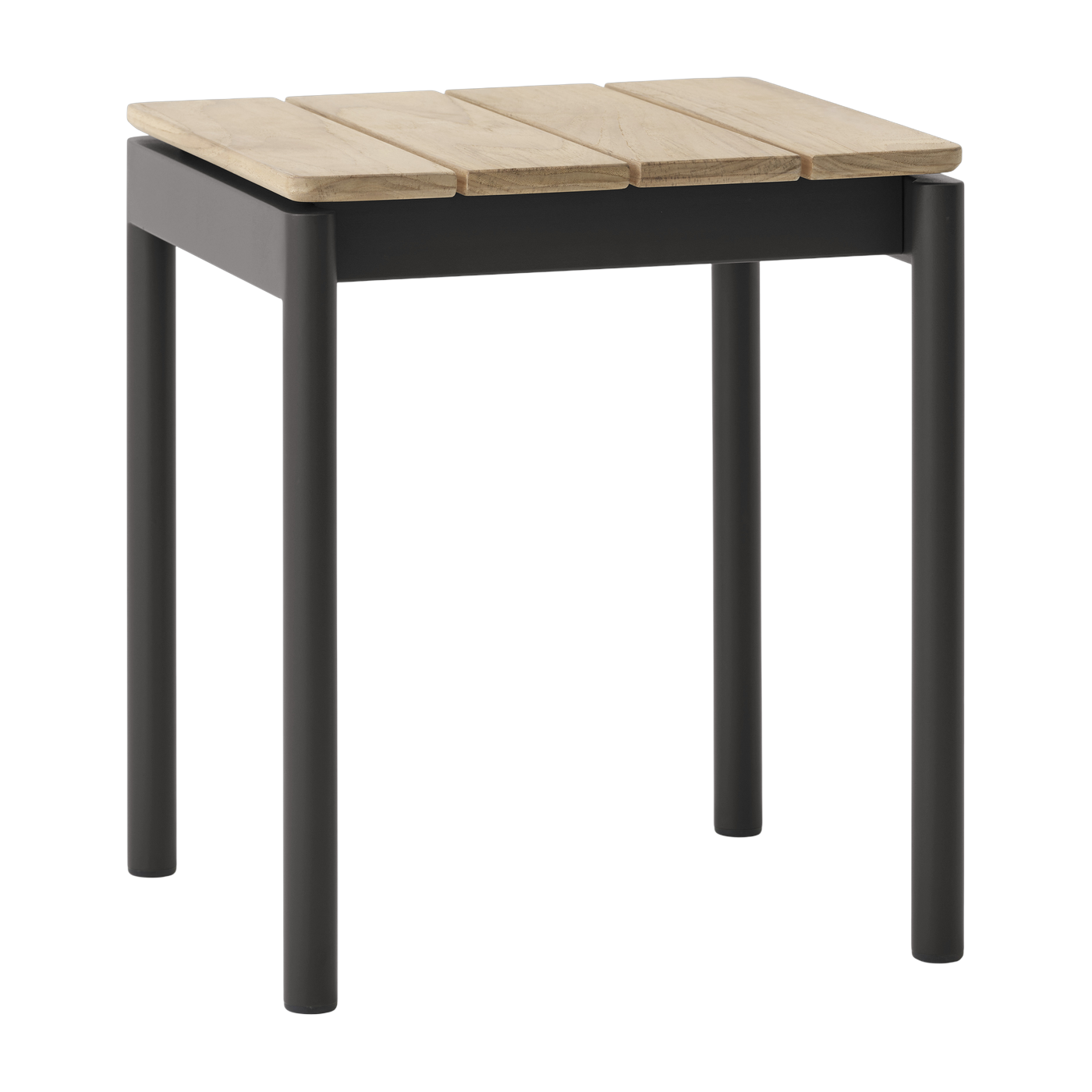 Tabouret de jardin carré en bois de teck et acier noir 39,5x40x46cm Ville AV47 - &tradition