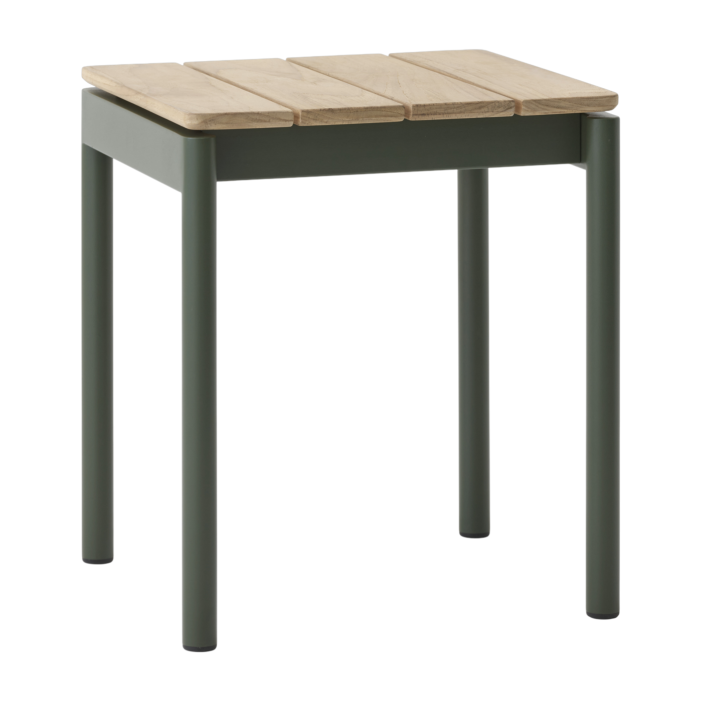 Taburete cuadrado de jardín en madera de teca y acero verde bronce 39, 5x40x46cm Ville AV47 - &tradition