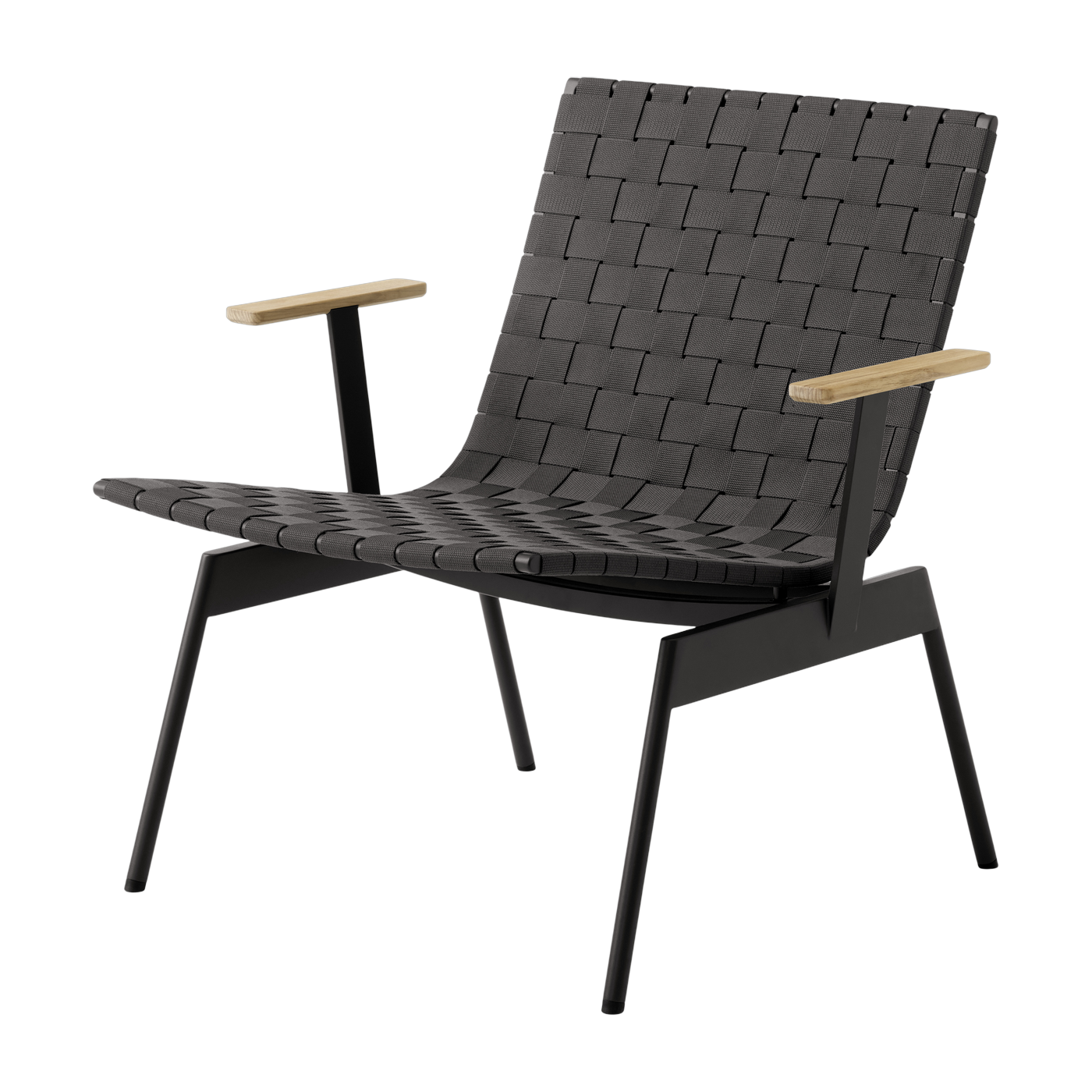Fauteuil de jardin avec accoudoirs en acier et sangles en polyester noir Ville AV44 - &tradition
