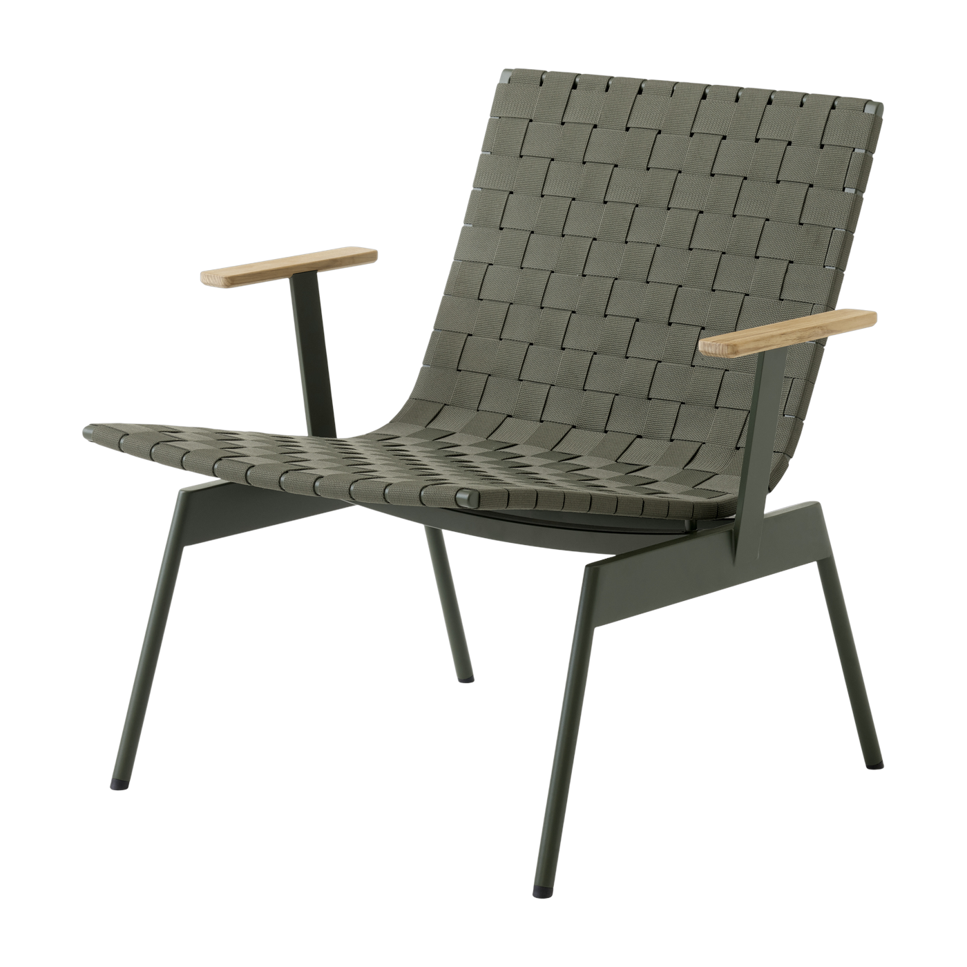 Fauteuil de jardin avec accoudoirs en acier et sangles en polyester vert Ville AV44 - &tradition