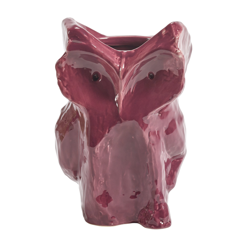 Vase hibou en grès aubergine 23cm Après Minuit - Serax