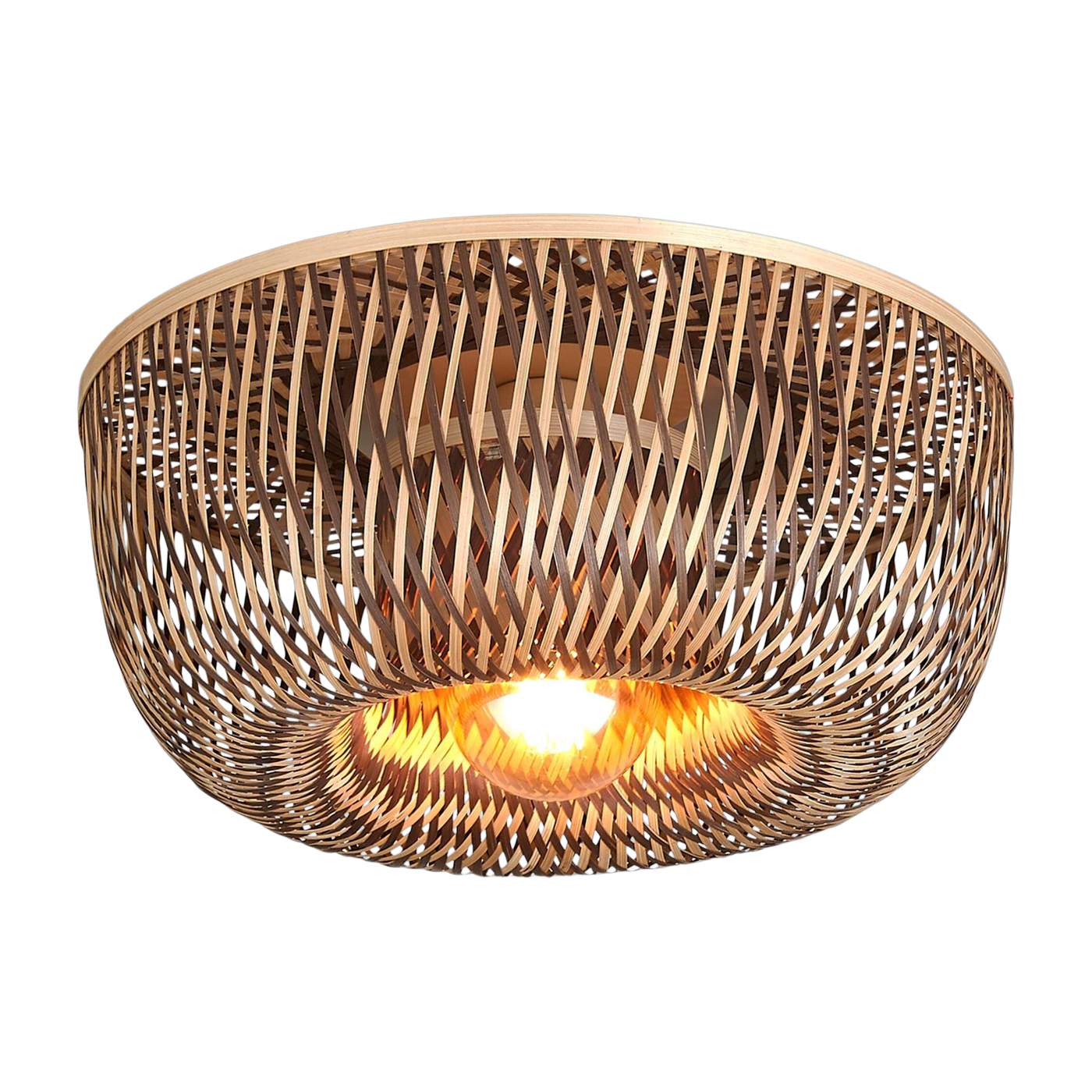 Bamboo ceiling lamp natural and brown half-round shade 35x15cm Barbados - Good & Mojo