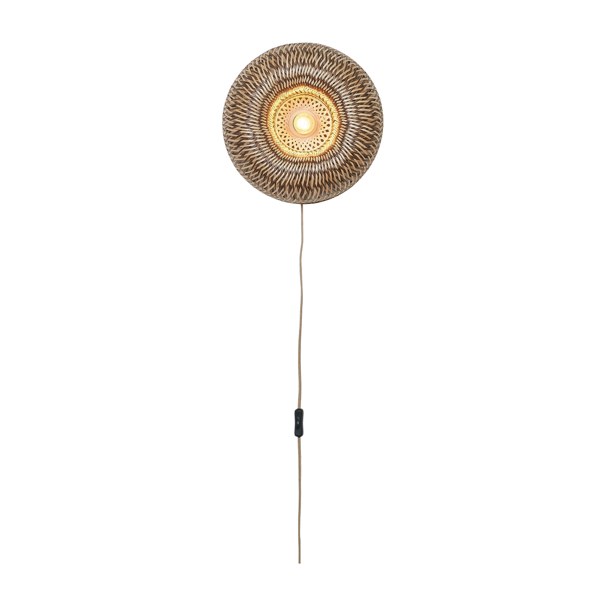 Bamboo wall lamp with natural and brown shade 35x15cm Barbados - Good & Mojo