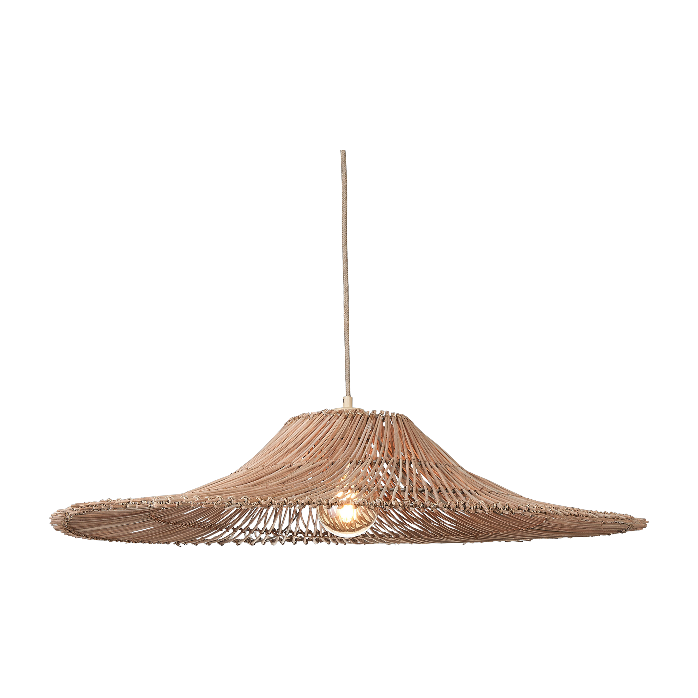 Suspension lamp in rotin and natural lampshade 70x14cm Cancun - Good & Mojo
